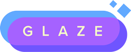 A blue and purple button with the word "Glaze" in big letters. 