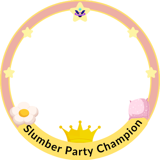 Pink and gold frame for Slumber Party Champions