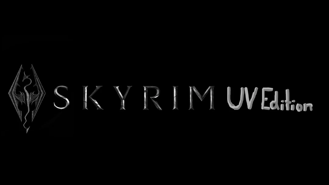 Skyrim UV Edition. Skyrim symbol on the left of text.