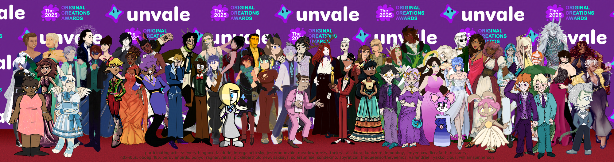 Several users' OCs on the red carpet of the Original Creations Awards
